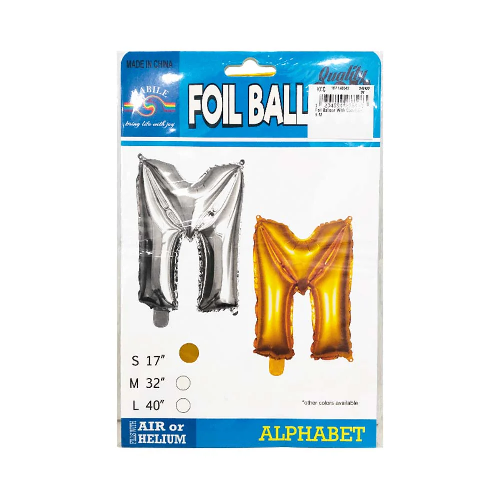 Letter Foil Balloon Gold 17in - Image 45