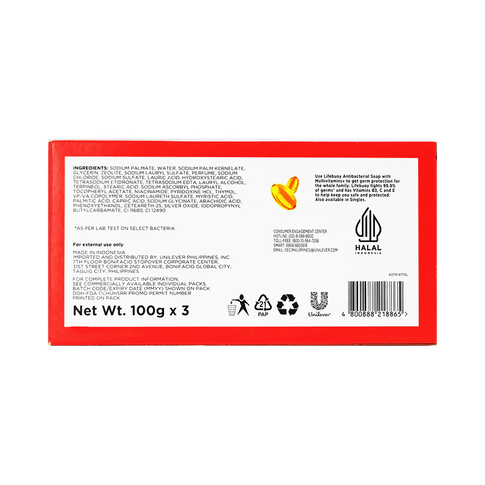 Lifebuoy Antibacterial Soap With Multivitamins+ 100g x 3's - Image 2