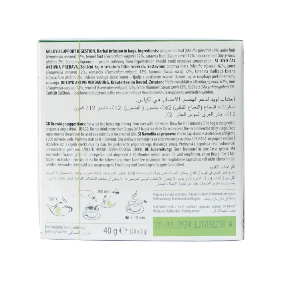 Loyd Support Digestion Herbal Infusion 20 Tea Bags - Image 3