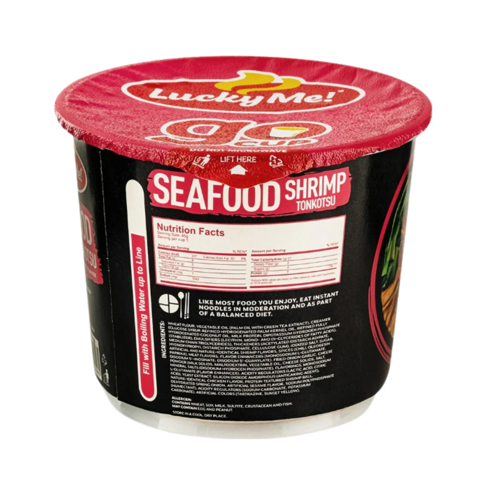 Lucky Me Go Cup Mini Seafood Shrimp Tonkotsu 45g - Image 2