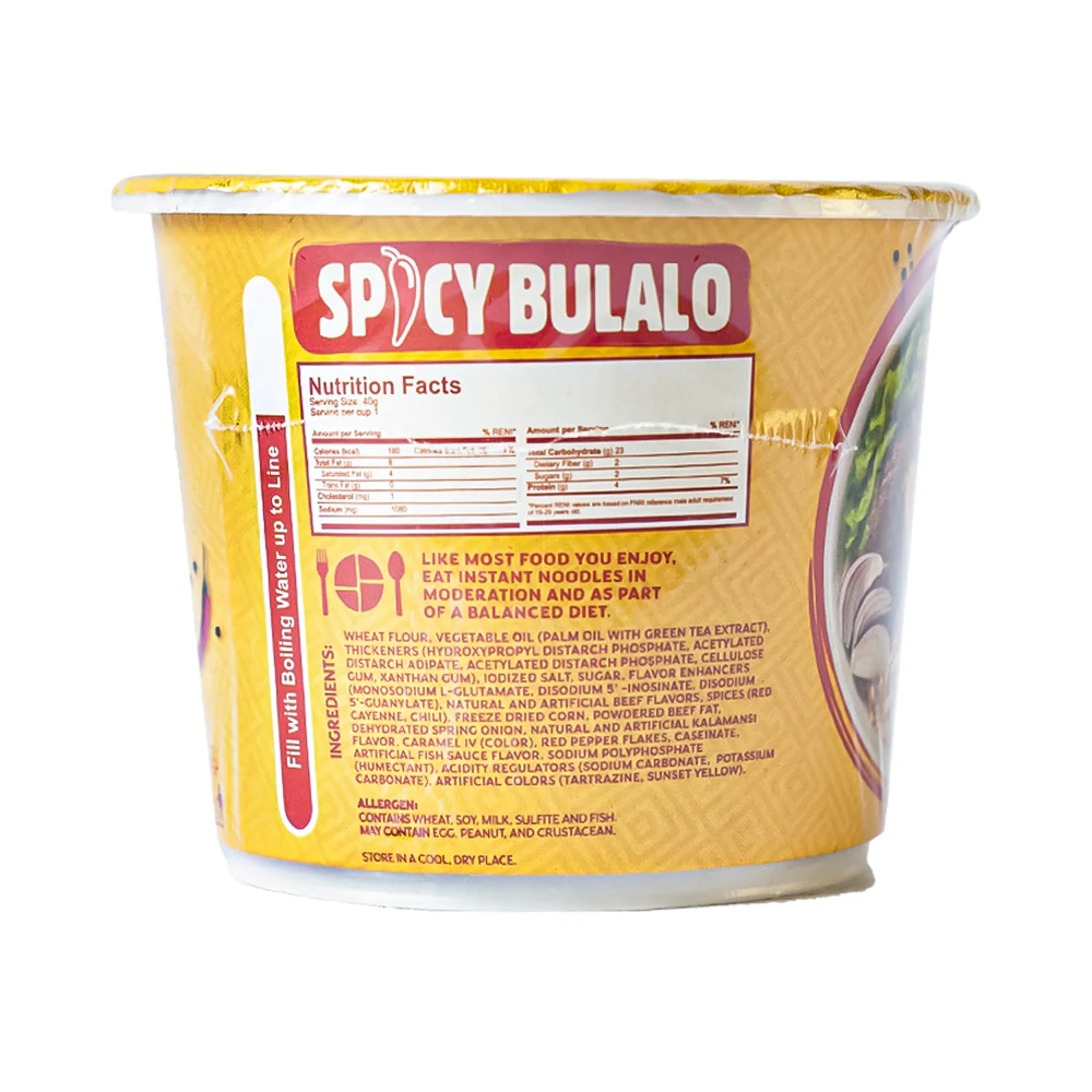 Lucky Me Go Cup Supreme Mini Noodles Spicy Bulalo 40g - Image 2
