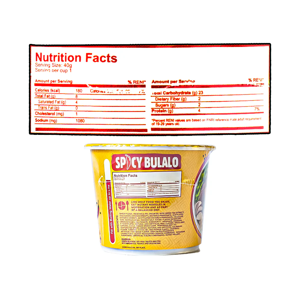 Lucky Me Go Cup Supreme Mini Noodles Spicy Bulalo 40g - Image 3