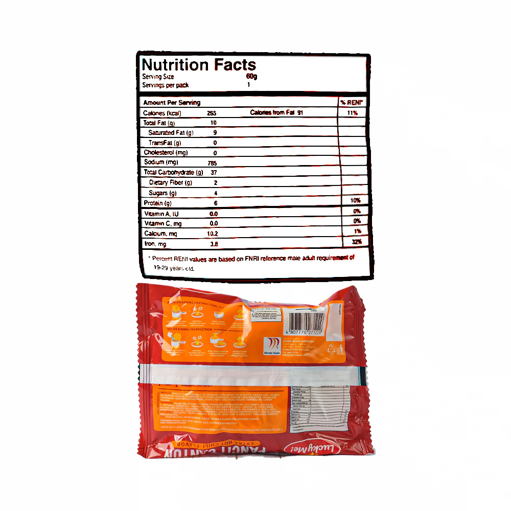Lucky Me Pancit Canton Extra Hot Chili 60g - Image 2