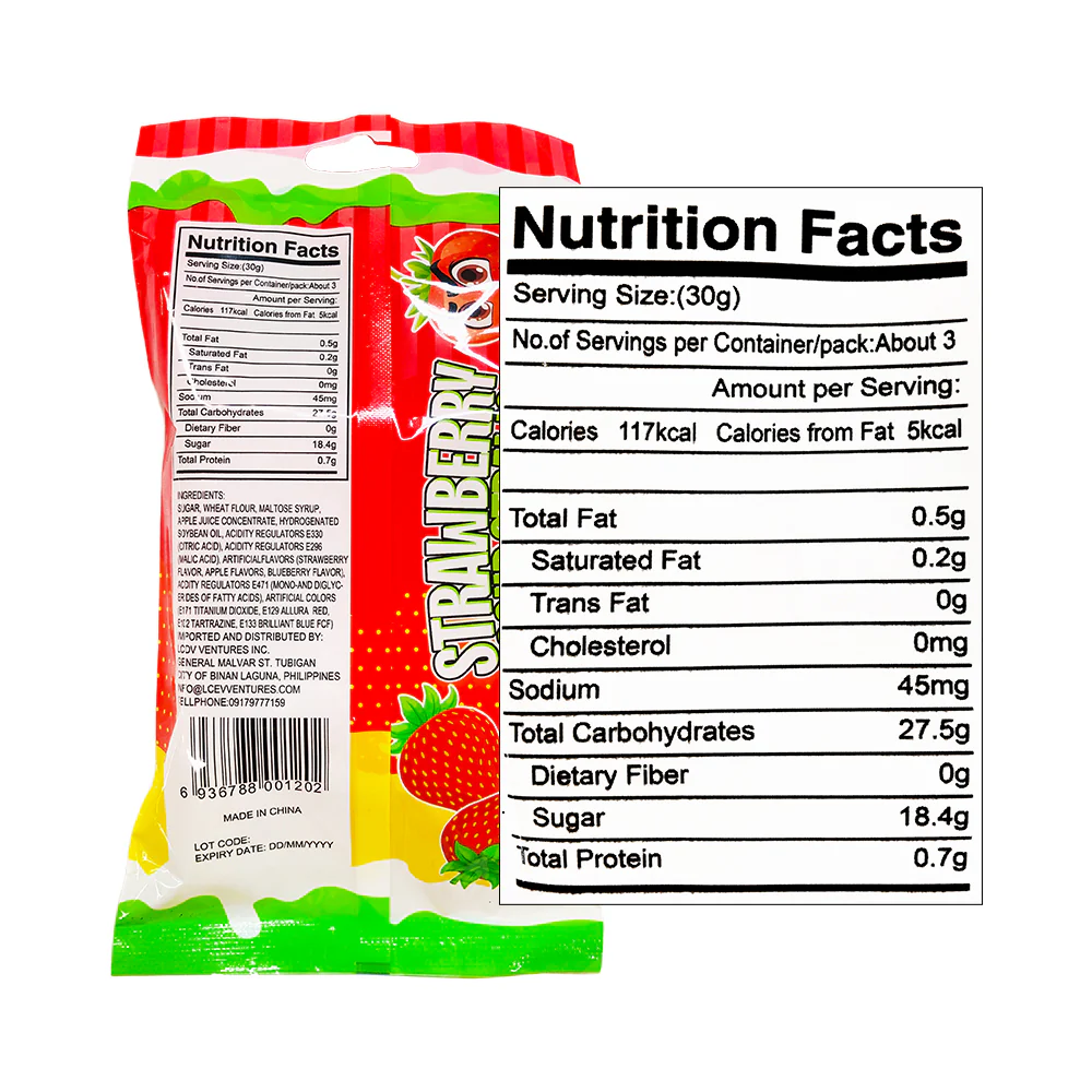Lulu Candy Strawberry Sour Straws - Image 2