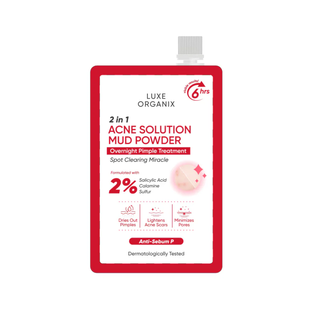 Luxe Organix 2in1 Acne Solution Mud Powder Overnight Pimple Treatment 9g - Image 2