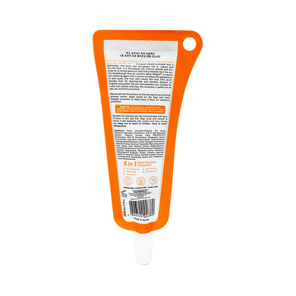 Luxe Organix 5in1 UV Pro Whitening Serum Sunscreen  SPF 47 PA+++ 10ml - Image 3