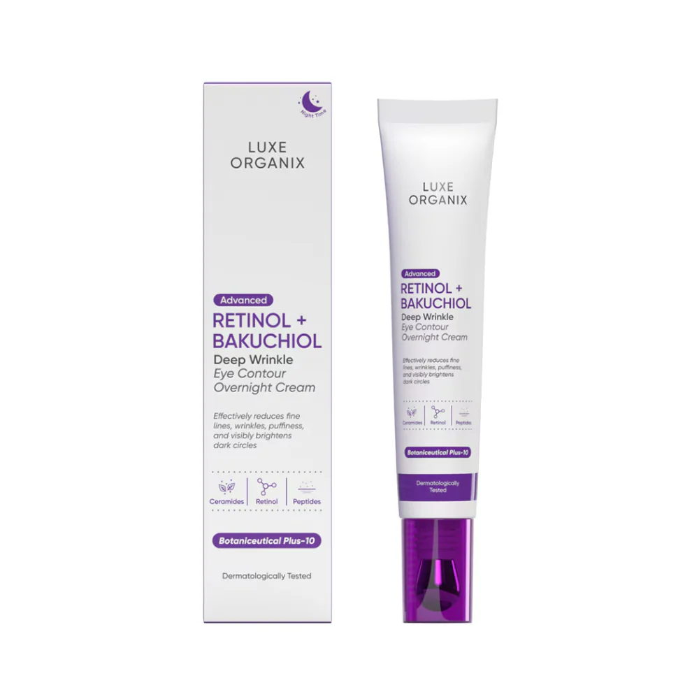 Luxe Organix Advanced Retinol + Bakuchiol Deep Wrinkle Eye Contour Overnight Cream 12g - Image 2