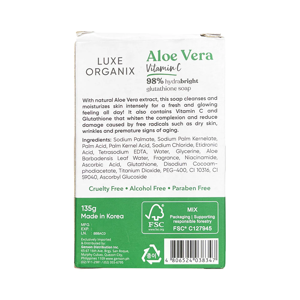 Luxe Organix Aloe Vera Vitamin C Glutathione Soap 135g - Image 3