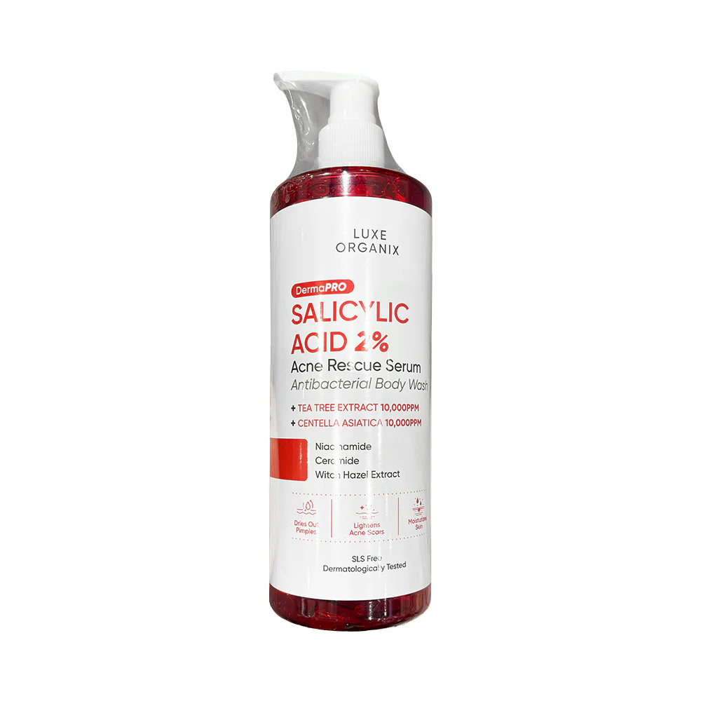 Luxe Organix Derma Pro Salicylic Acid 2% Acne Rescue Serum Antibacterial Body Wash 500ml - Image 2
