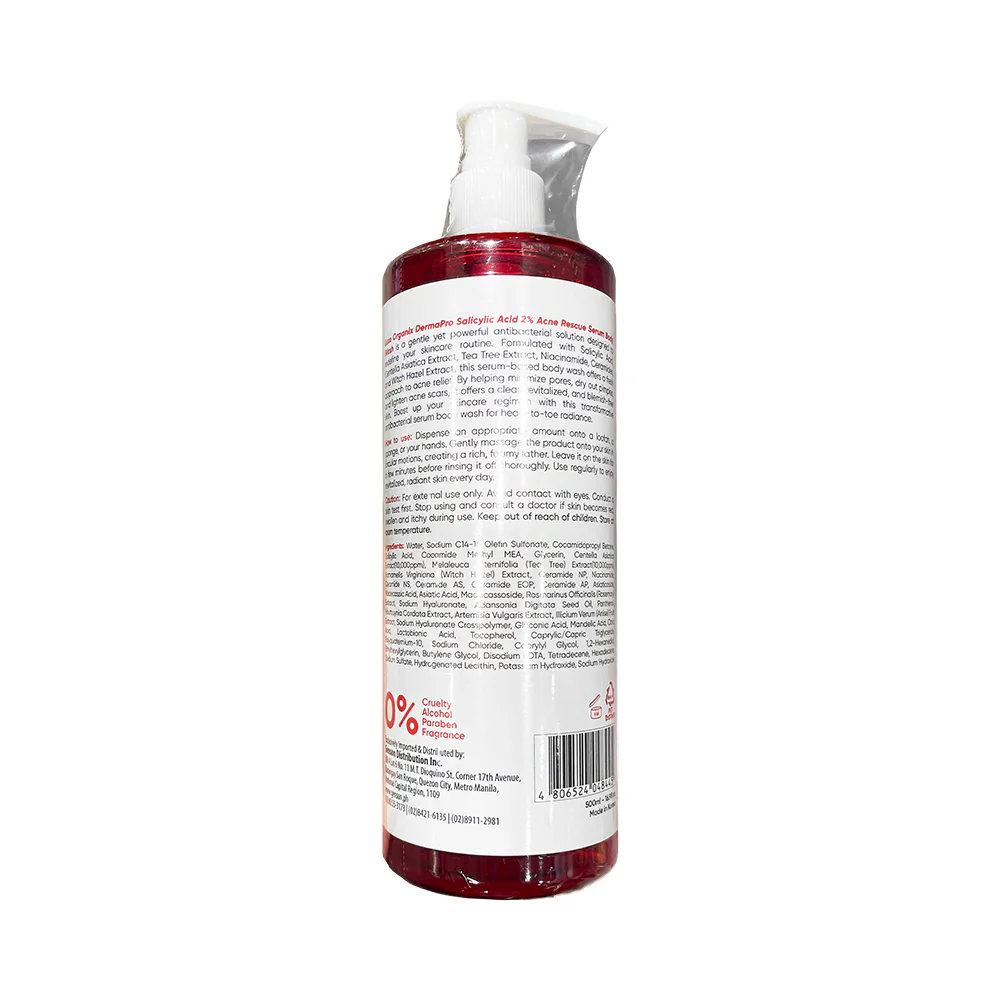 Luxe Organix Derma Pro Salicylic Acid 2% Acne Rescue Serum Antibacterial Body Wash 500ml - Image 3