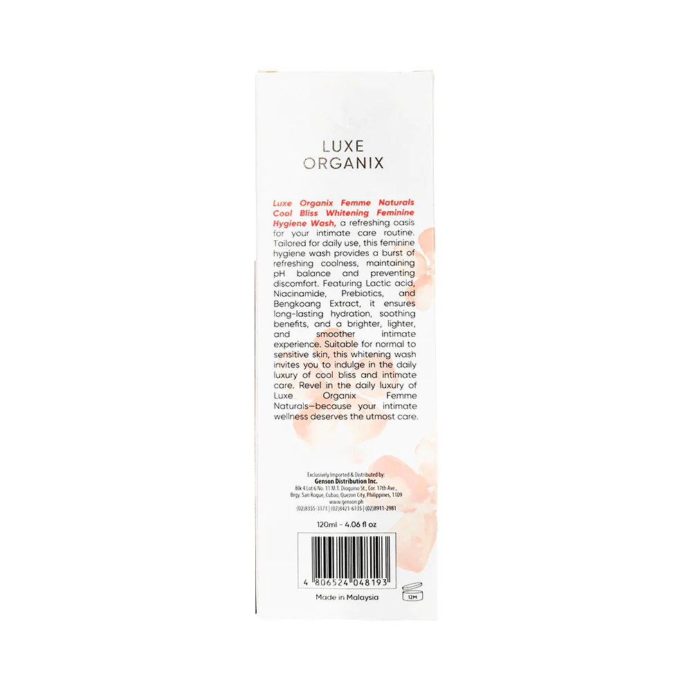 Luxe Organix Femme Naturals Whitening Feminine Wash Cool Bliss 120ml - Image 3