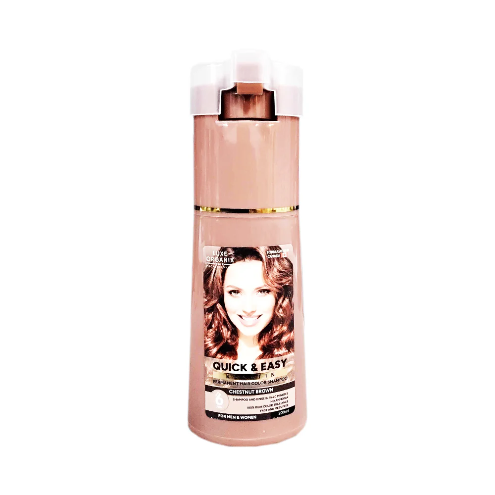 Luxe Organix Hair Color Shampoo Chestnut Brown 200ml - Image 2