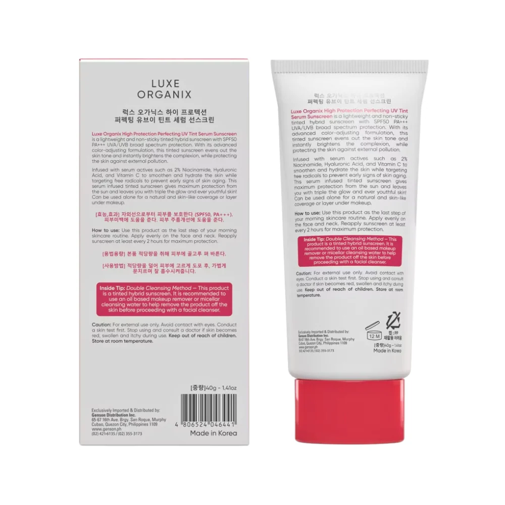 Luxe Organix High Protection Perfecting UV Tint Serum Sunscreen SPF 50 PA +++ 40g - Image 3