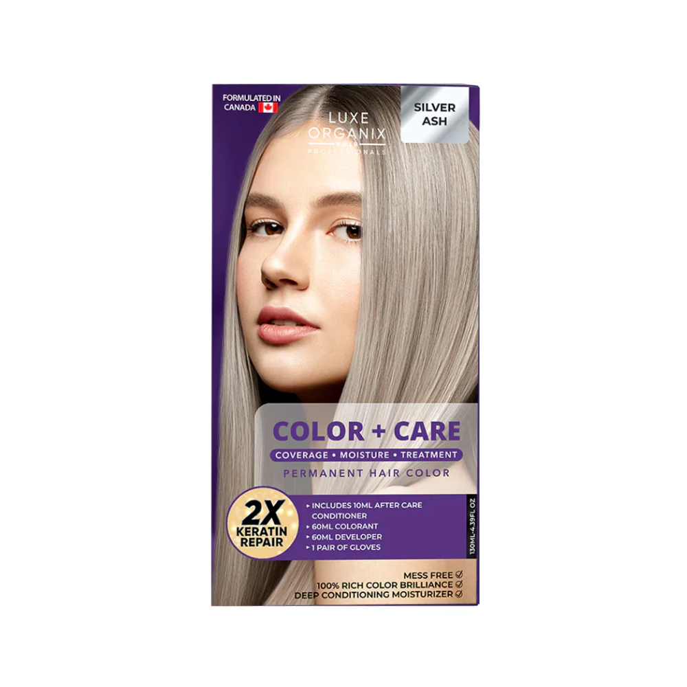 Luxe Organix Keratin Hair Color + Care Silver Ash 130ml - Image 2