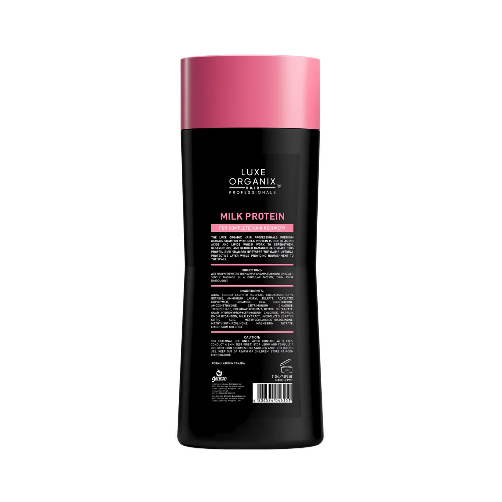 Luxe Organix Milk Protein Premium Keratin Shampoo 210ml - Image 3