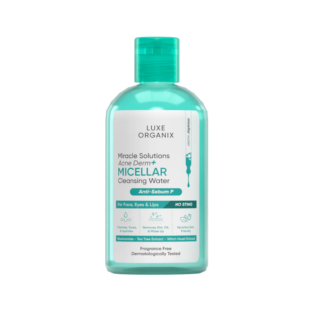 Luxe Organix Miracle Solutions Acne Derm+ Micellar Cleansing Beauty Water 300ml - Image 2