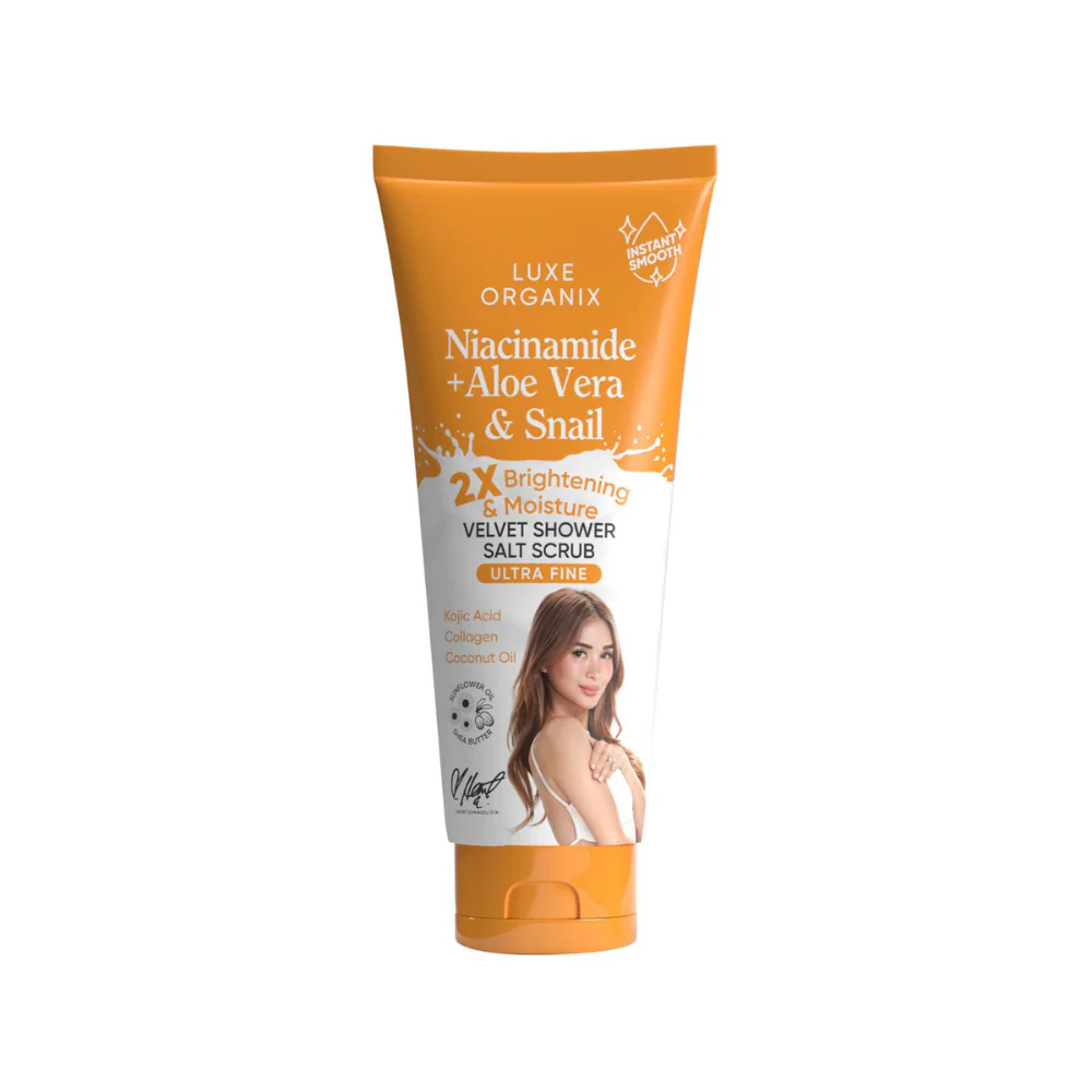 Luxe Organix Niacinamide + Aloe Vera And Snail Velvet Shower Salt Scrub 320g - Image 2