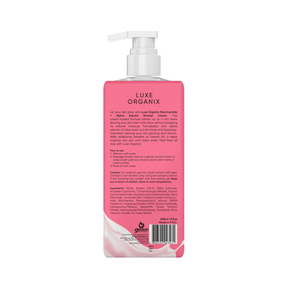 Luxe Organix Niacinamide + Alpha Arbutin + Vitamin E Shower Cream 400ml - Image 3