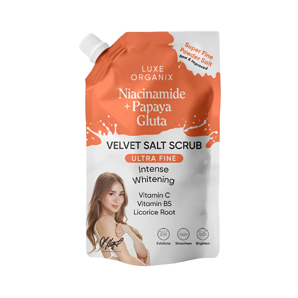 Luxe Organix Niacinamide Plus Papaya Gluta Velvet Salt Scrub 300g - Image 2