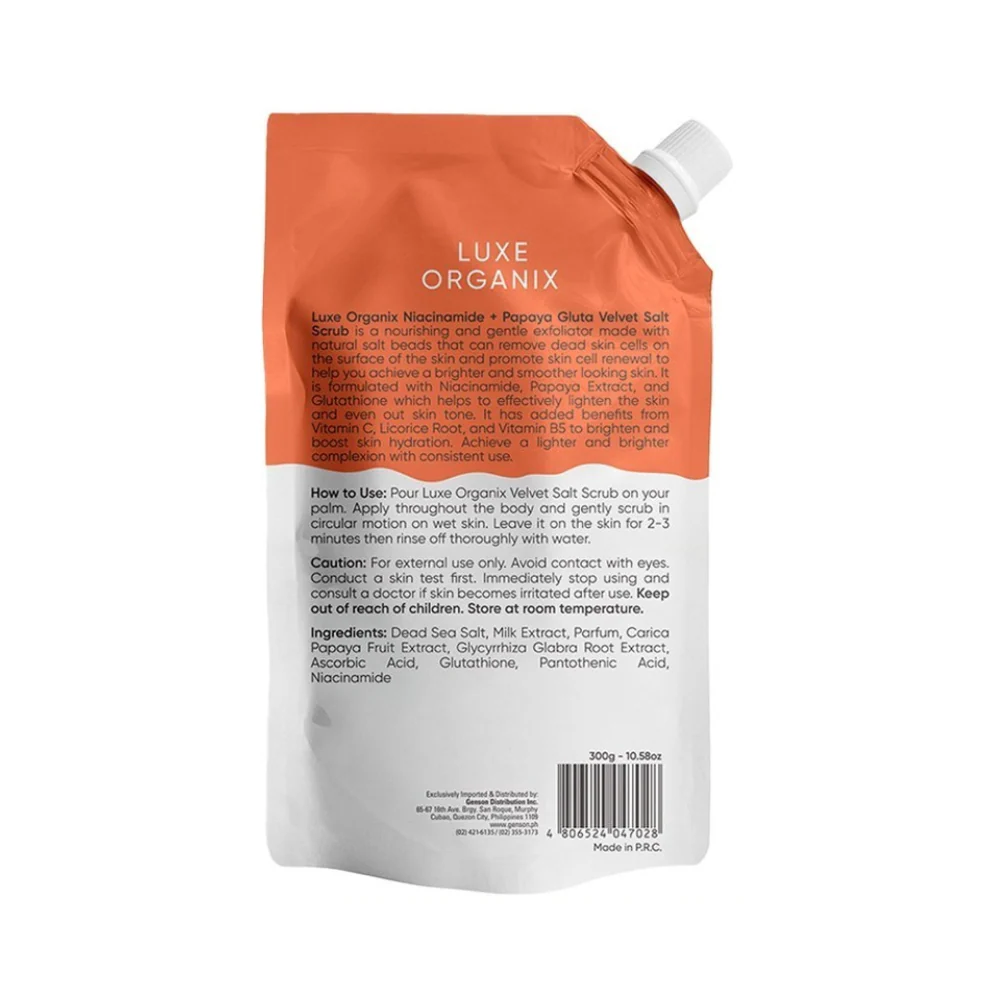 Luxe Organix Niacinamide Plus Papaya Gluta Velvet Salt Scrub 300g - Image 3