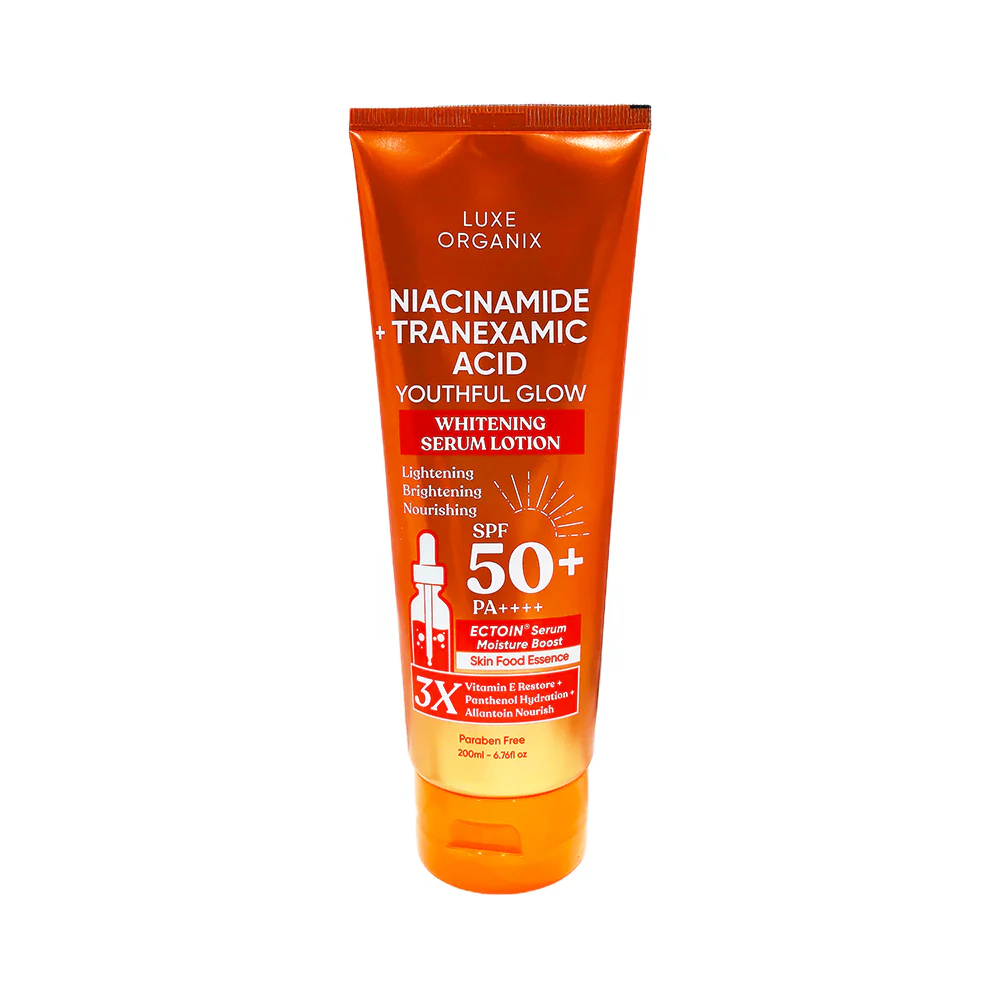Luxe Organix Niacinamide + Tranexamic Acid Youthful Glow Whitening Serum Lotion SPF50 PA++++ 200ml - Image 2