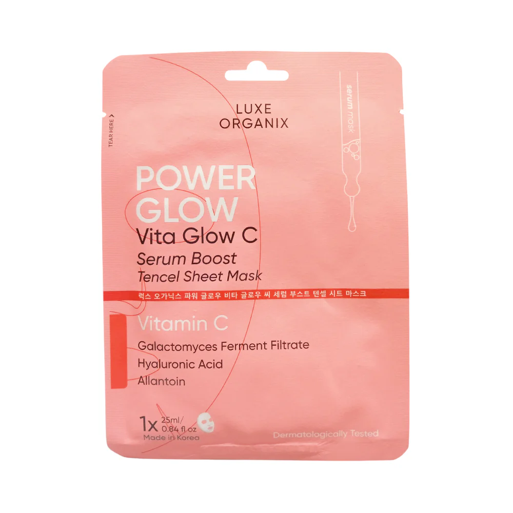 Luxe Organix Power Glow Serum Boost Tencel Sheet Mask 25ml - Image 2