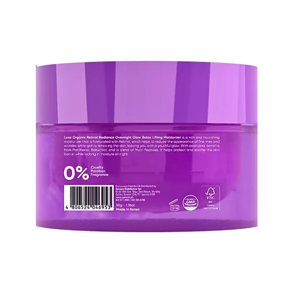 Luxe Organix Retinol Radiance Overnight Glow Botox Lifting Moisturizer 50g - Image 3