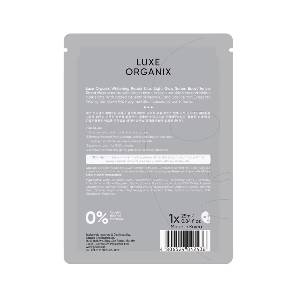 Luxe Organix Whitening Repair Serum Boost Mask 25ml - Image 3