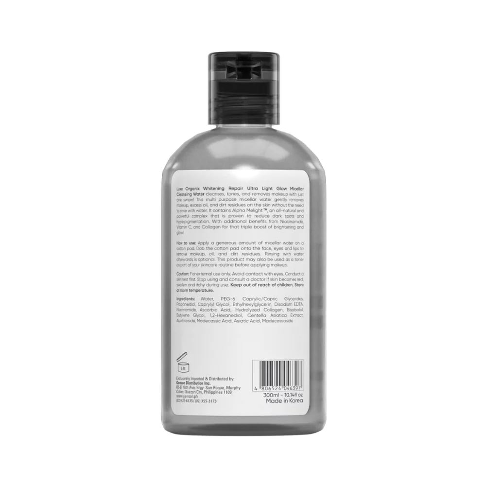 Luxe Organix Whitening Repair Ultra Light Glow Micellar Cleansing Beauty Water 300ml - Image 3