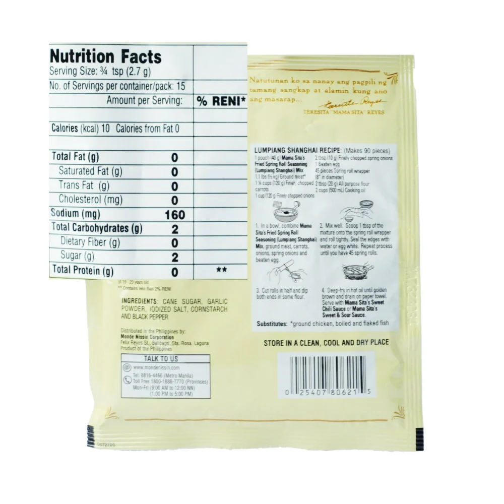 Mama Sitas Seasoning Mix Lumpiang Shanghai 40g - Image 2