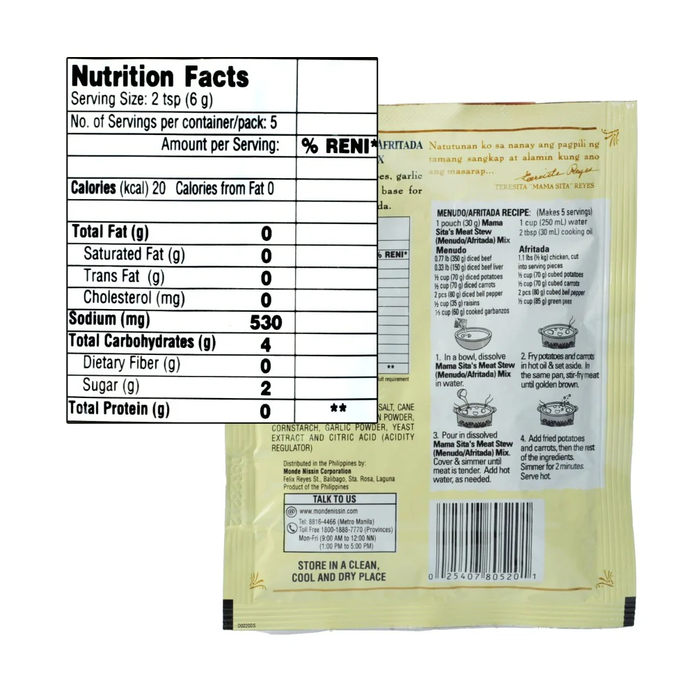 Mama Sitas Seasoning Mix Meat Stew Menudo/Afritada 30g - Image 2