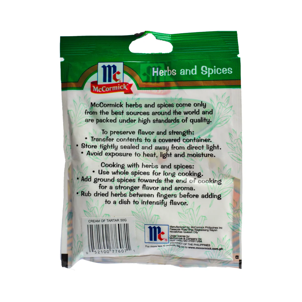 McCormick Eco-Line Baking Spices Cream Of Tartar 50g - Image 2