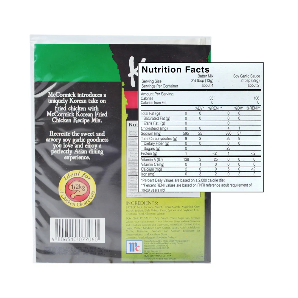 McCormick Korean Fried Chicken Recipe Mix Soy Garlic 95g - Image 2