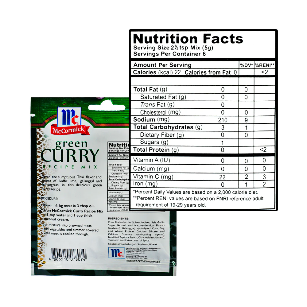 McCormick Recipe Mix Green Curry 30g - Image 2