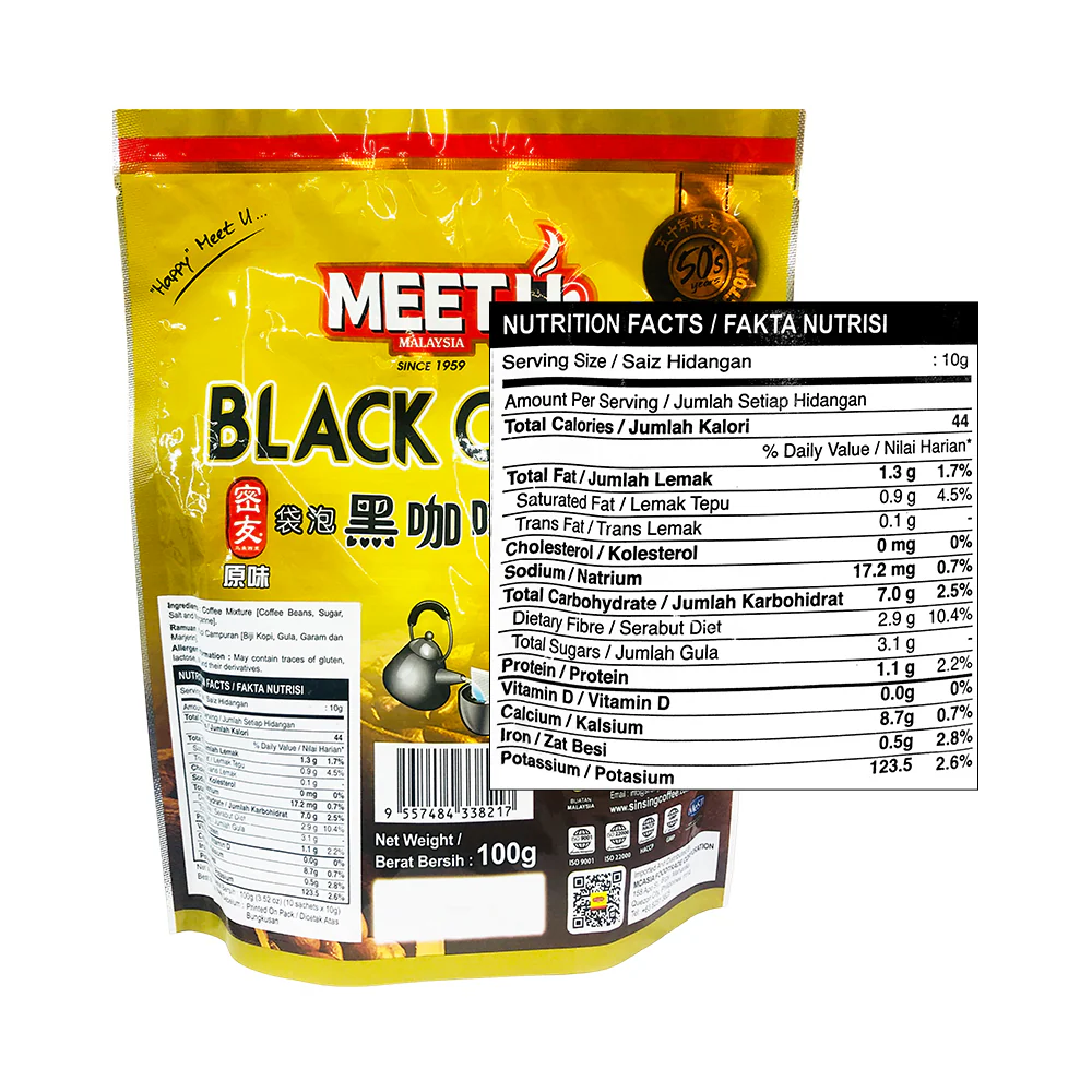 Meet U Coffee Black Kopi O 10's x 10g - Image 2