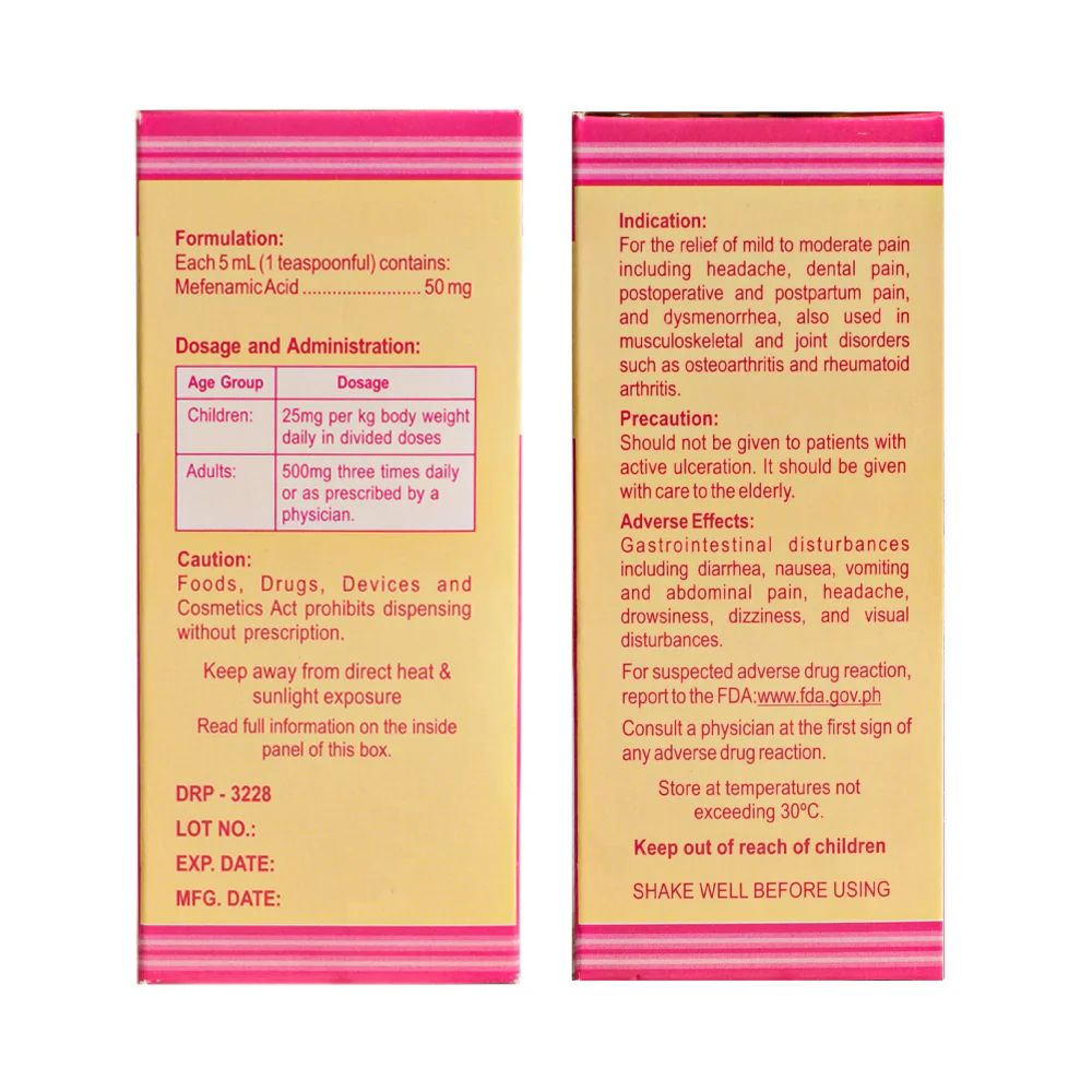Mefenamic Acid 50mg/5ml Suspension 60ml - Image 3