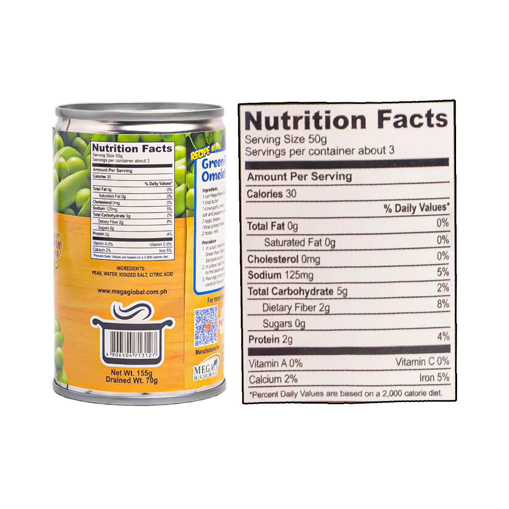 Mega Prime Green Peas EOC 155g - Image 3