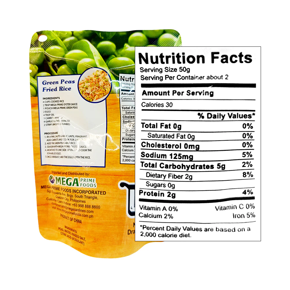 Mega Prime Green Peas SUP 100g - Image 2