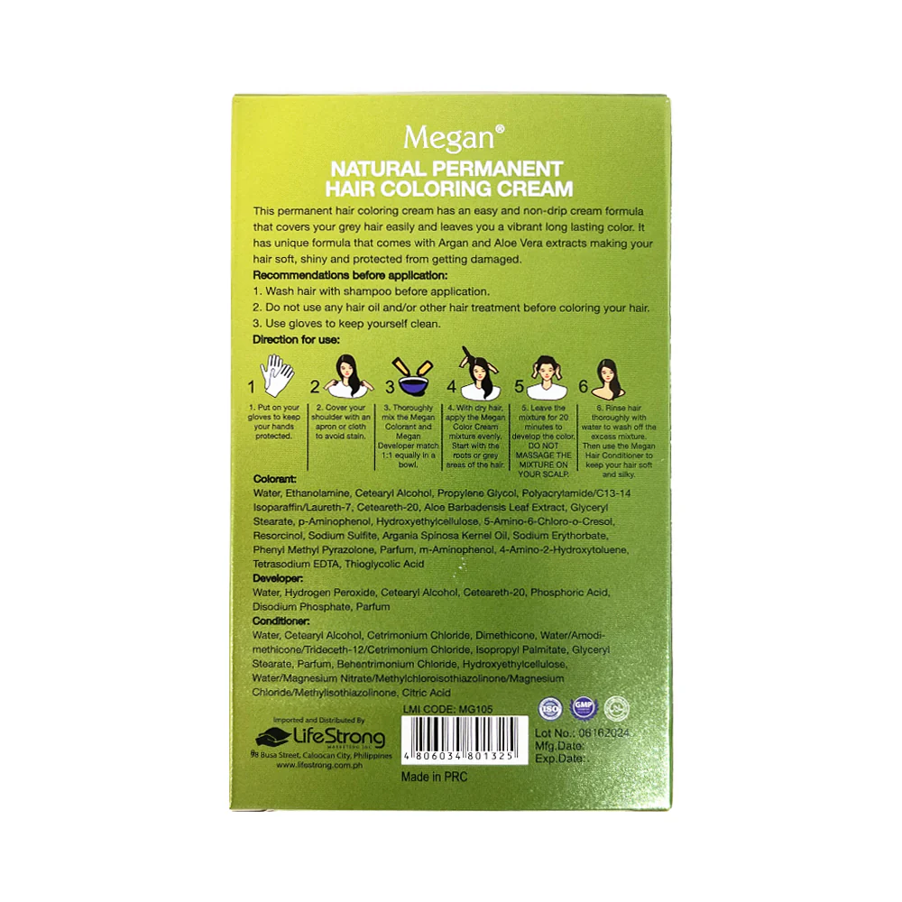 Megan Naturals Permanent Hair Coloring Cream 60ml - Image 2