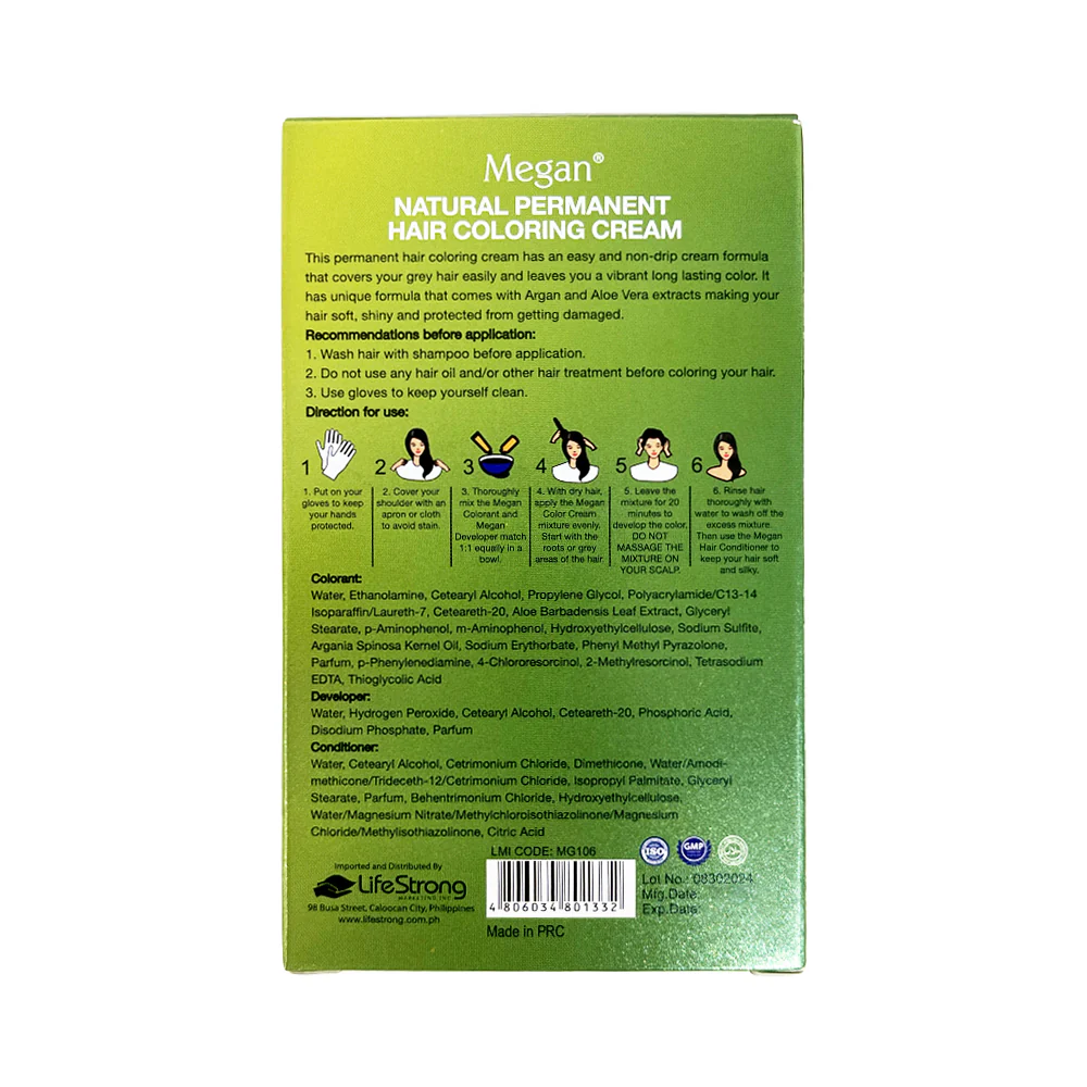 Megan Naturals Permanent Hair Coloring Cream 60ml - Image 4