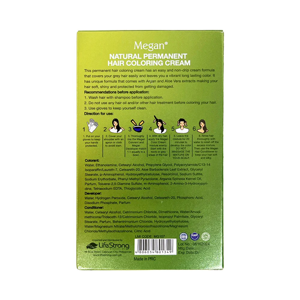Megan Naturals Permanent Hair Coloring Cream 60ml - Image 6