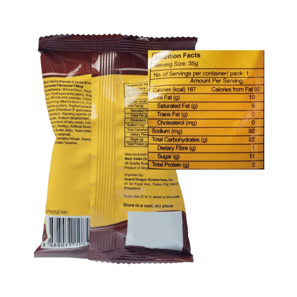 Meiji Hello Panda Fun Filled Biscuits Double Chocolate Foil 35g - Image 2