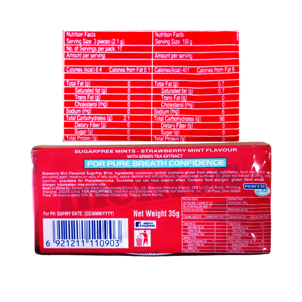 Mentos Candy Pure Fresh Sugar Free Strawberry 35g - Image 2