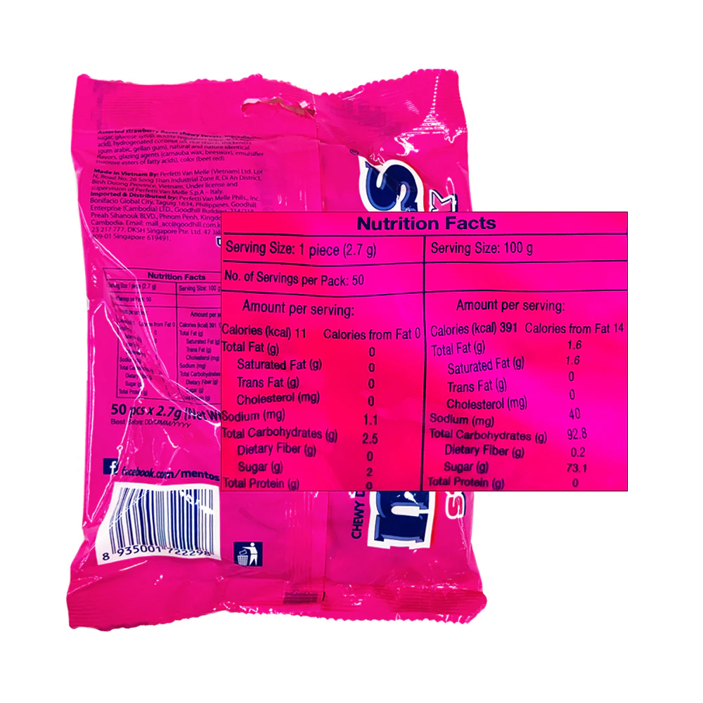 Mentos Fruit Mix Candy Strawberry 135g - Image 2