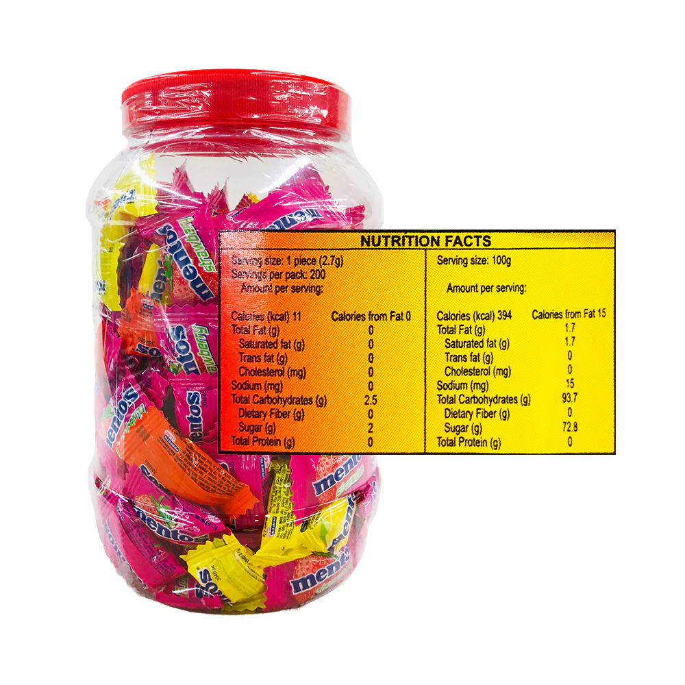 Mentos Fruit Mix Candy With Jar 200's - Image 2