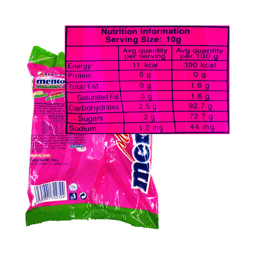 Mentos Mini Roll Candy Strawberry Mix 10g x 20's - Image 2