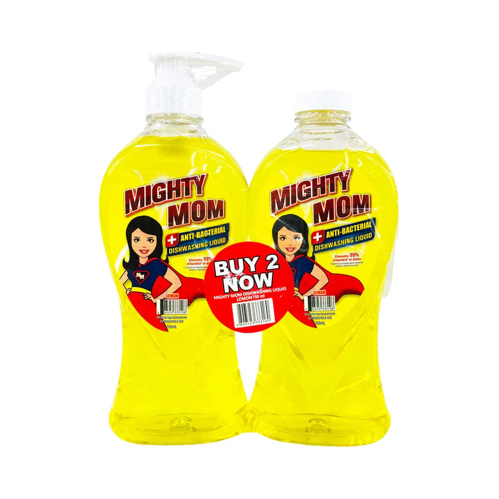 Mighty Mom Anti-Bacterial Dishwashing Liquid Lemon x 2's - Image 3