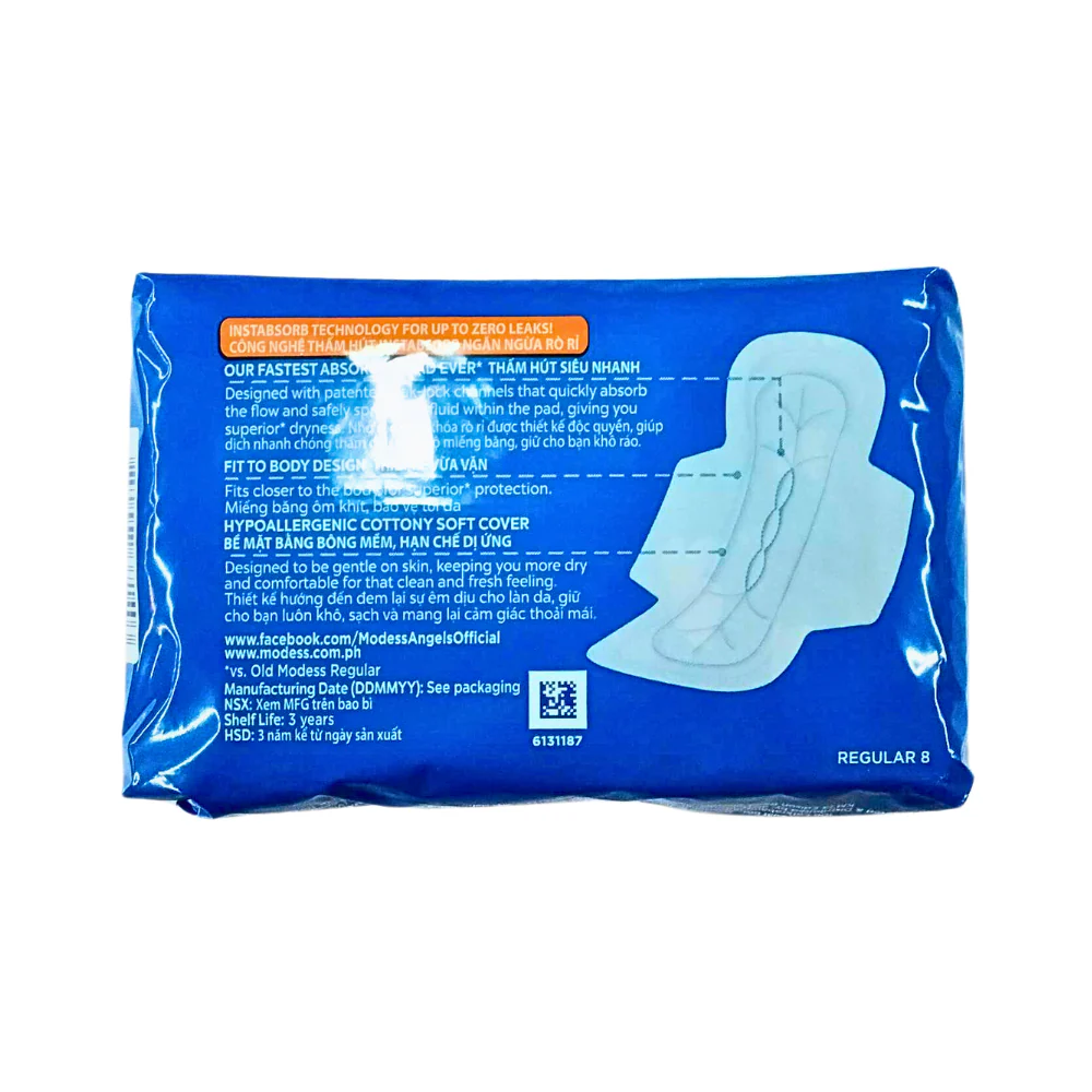 Modess Maxi Regular Cottony Soft Cover Sanitary Napkin With Wings 8's - Image 2