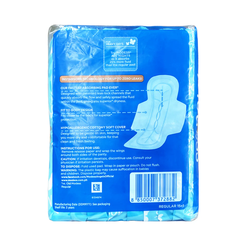 Modess Maxi Regular Cottony Soft Cover Sanitary Napkin With Wings Sulit Pack 16's - Image 2