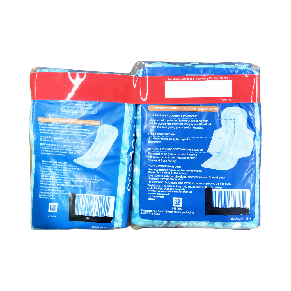 Modess Maxi Regular Cottony Soft With Wings 16's + Non Wings 12's - Image 2